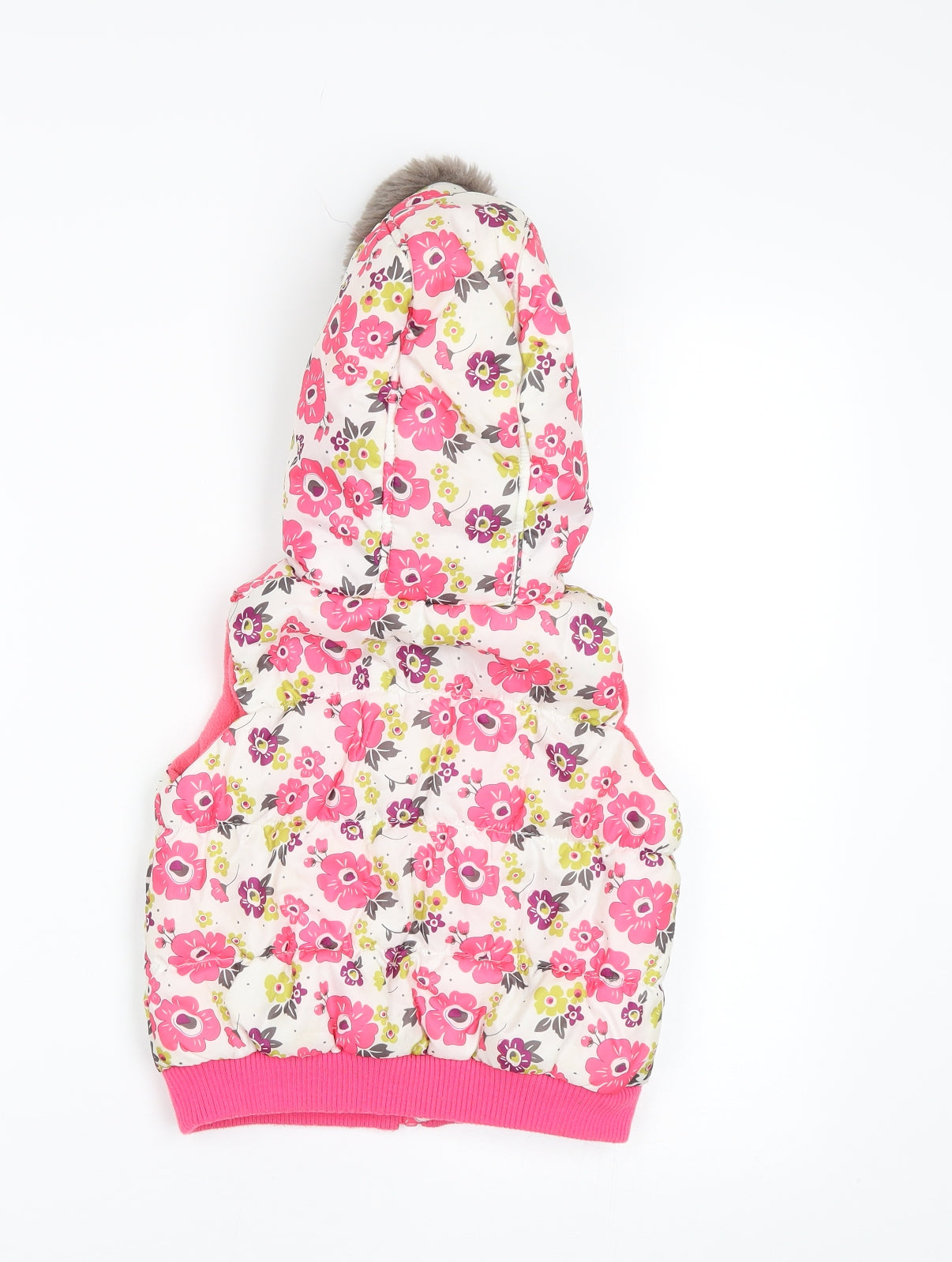 F&F Girls Pink Floral  Gilet Waistcoat Size 3-4 Years