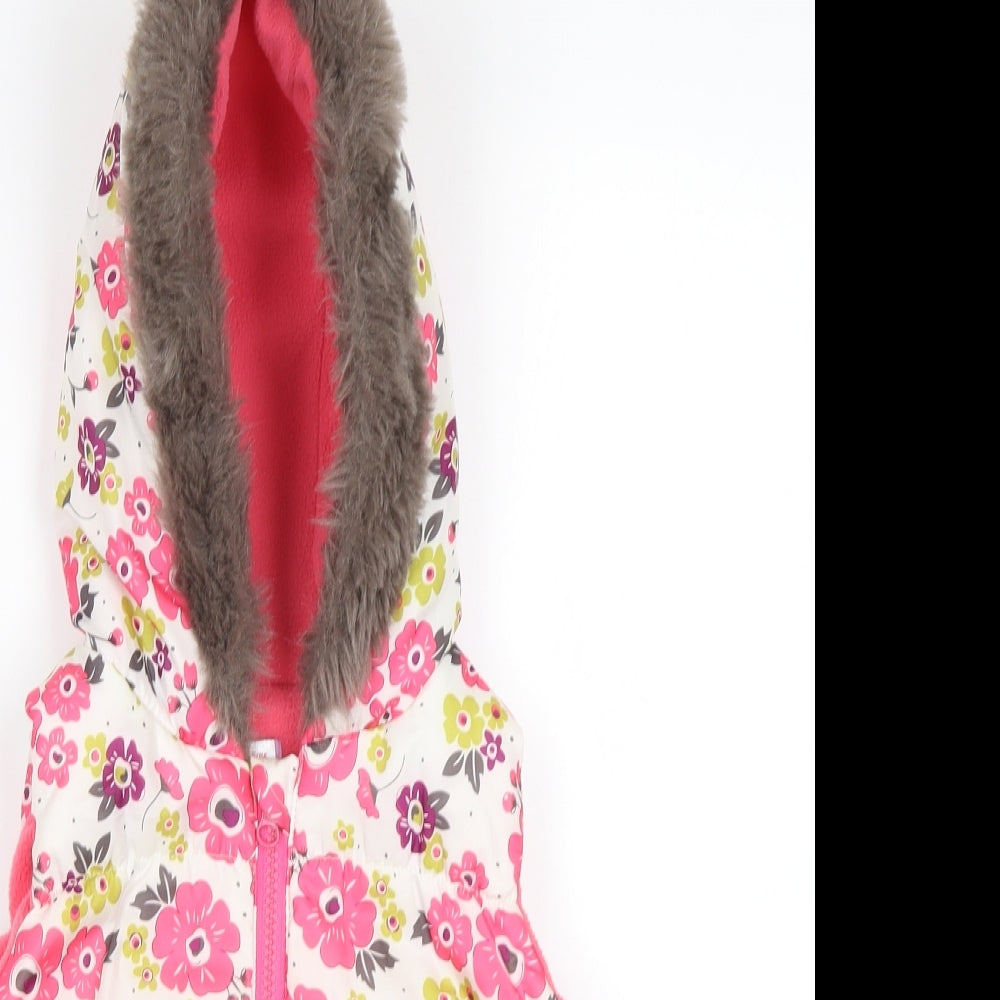 F&F Girls Pink Floral  Gilet Waistcoat Size 3-4 Years