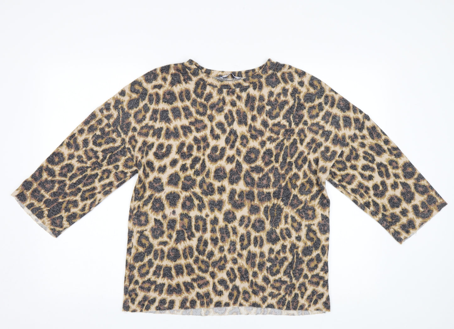 Zara Womens Beige Animal Print  Basic Blouse Size S