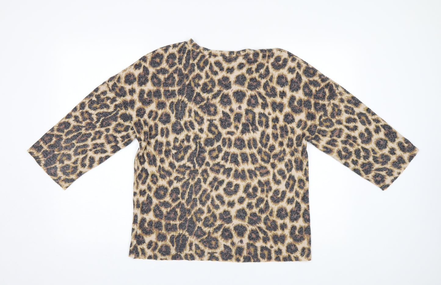 Zara Womens Beige Animal Print  Basic Blouse Size S