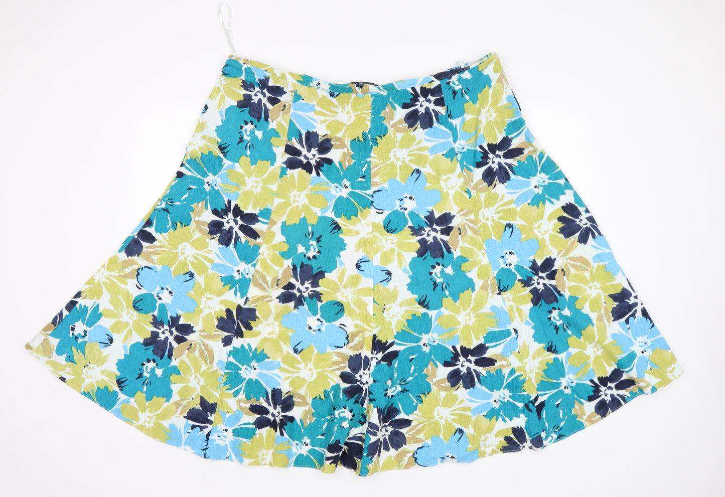 BM Womens Blue Floral  Flare Skirt Size 24