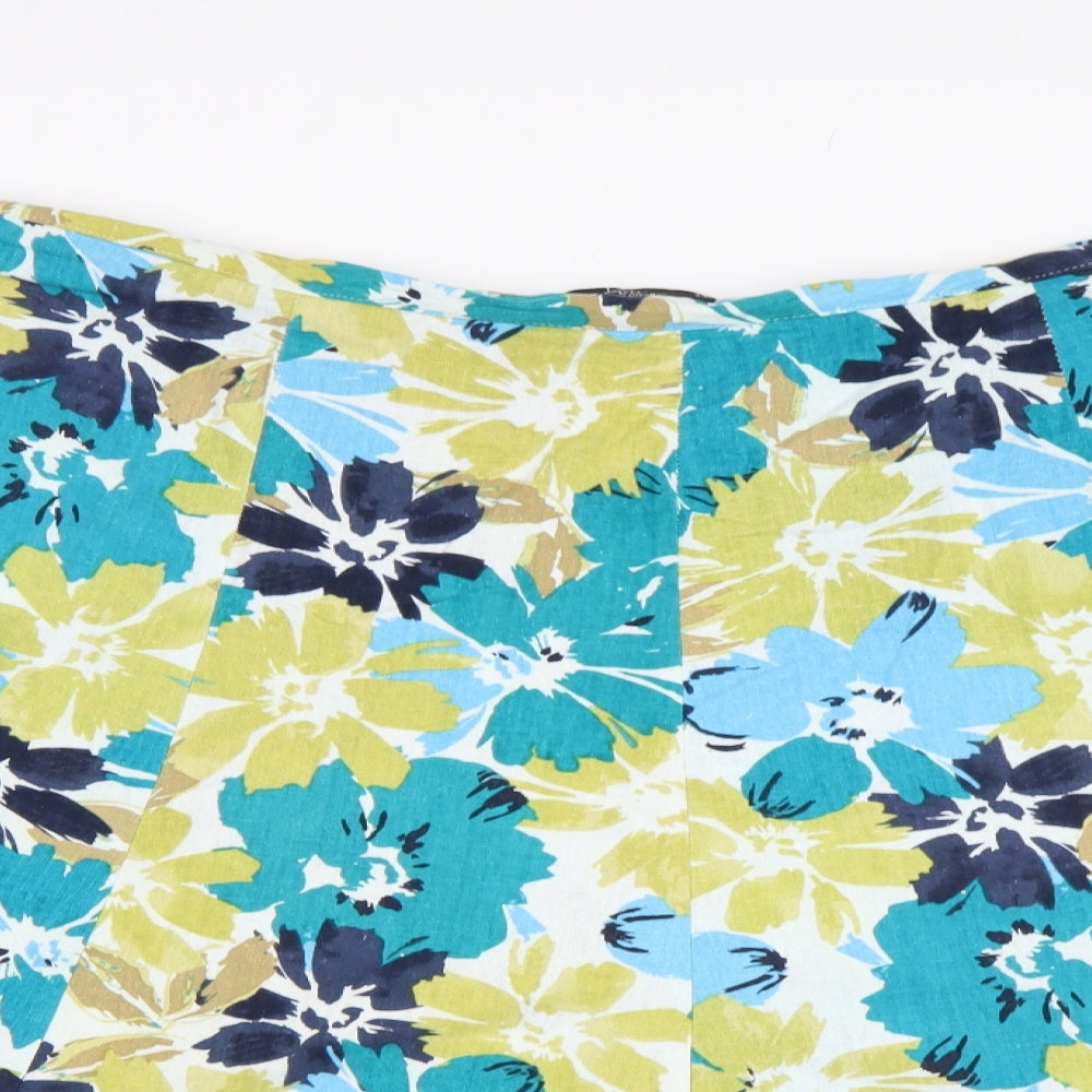 BM Womens Blue Floral  Flare Skirt Size 24