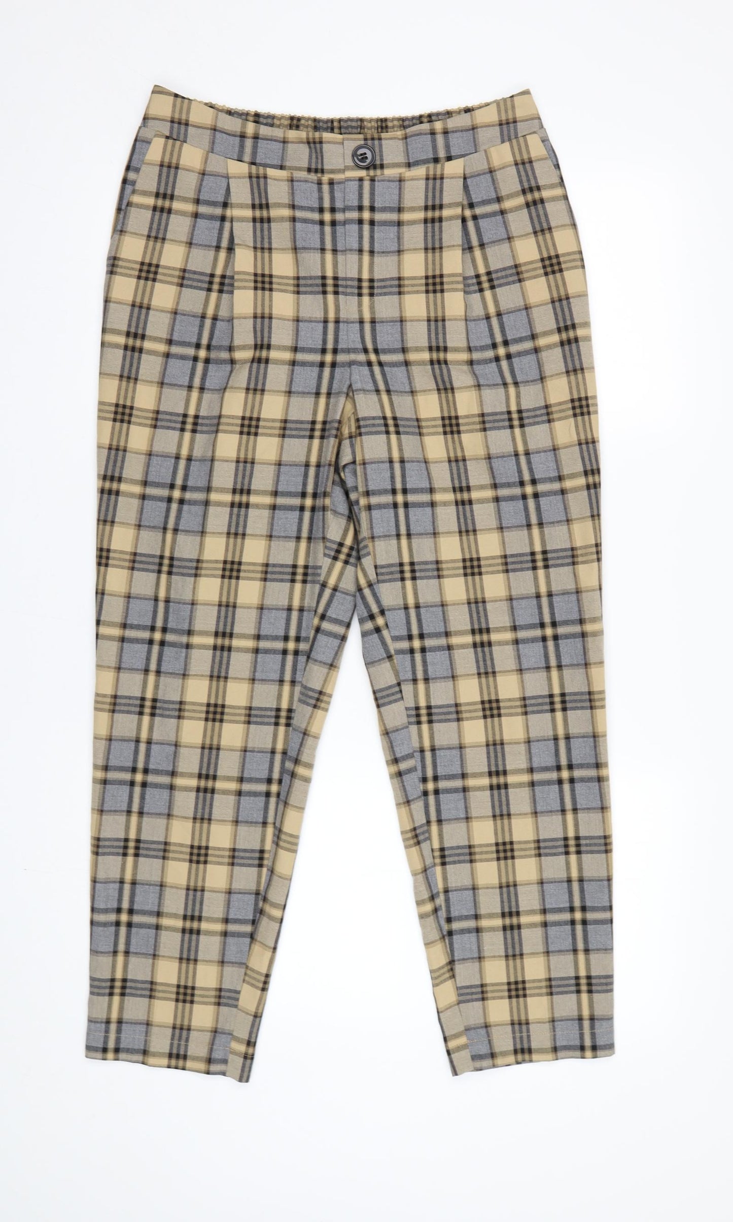 Primark Womens Beige Check  Trousers  Size 12 L27 in