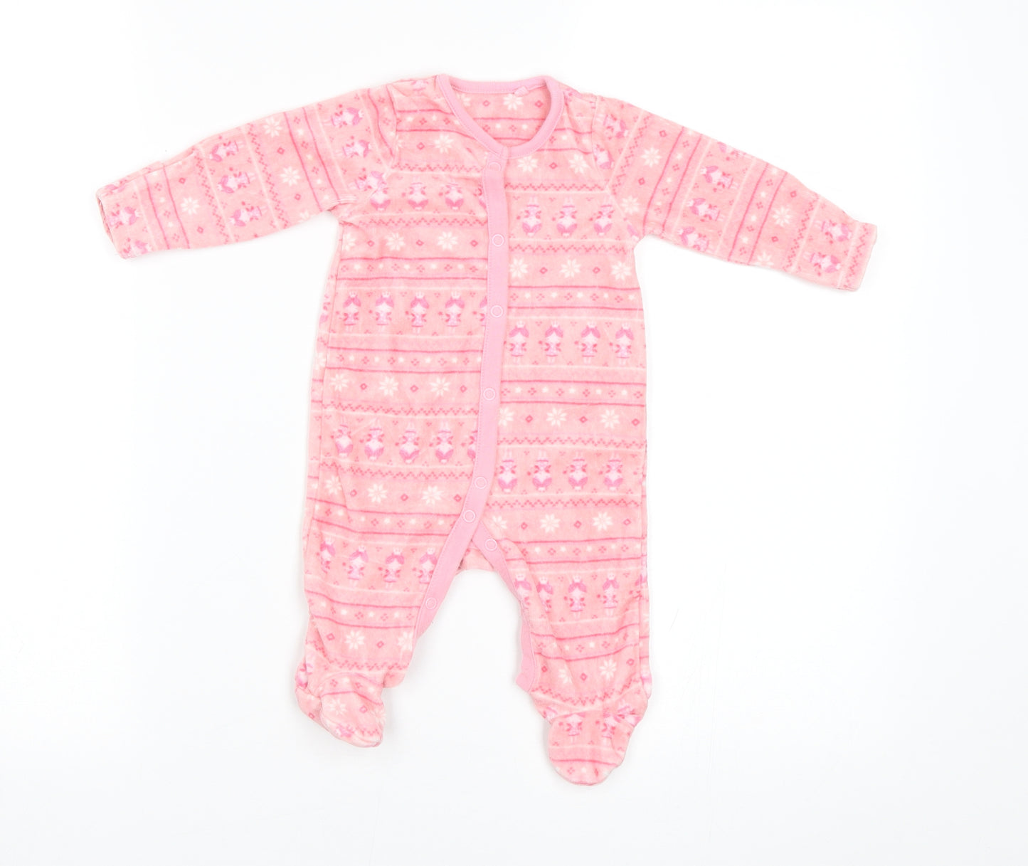 TU Baby Pink Fair Isle  Babygrow One-Piece Size 0-3 Months