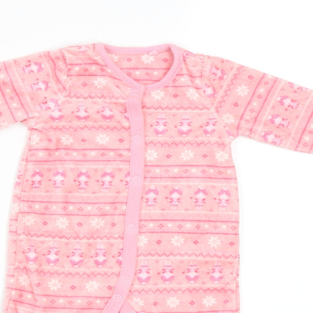 TU Baby Pink Fair Isle  Babygrow One-Piece Size 0-3 Months