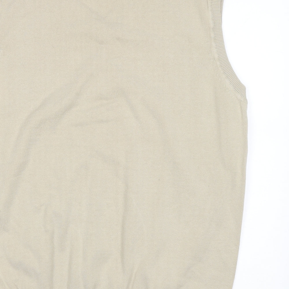 F&F Mens Beige Check  Vest Jumper Size XL