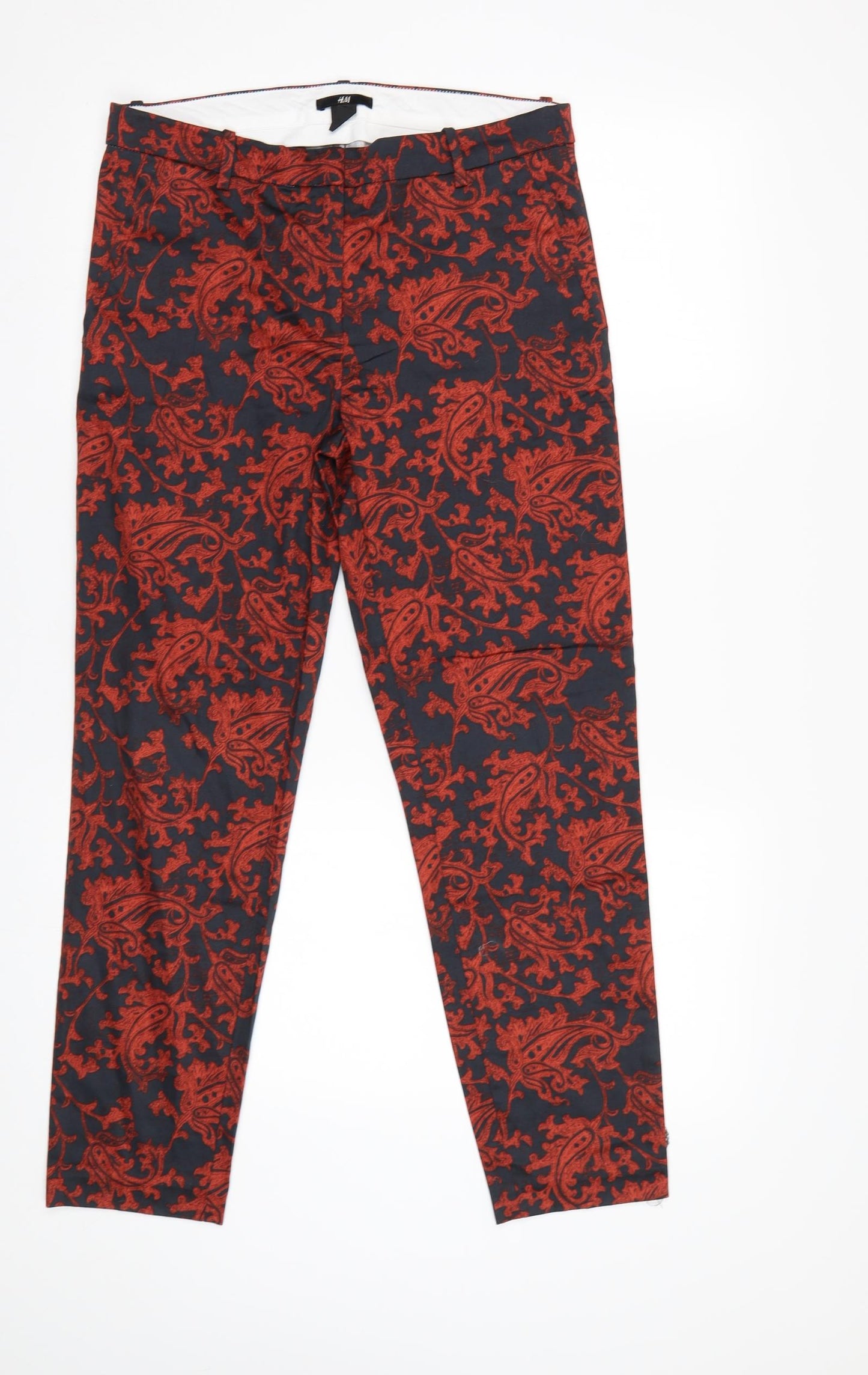 H&M Womens Black Floral  Trousers  Size 10 L28 in