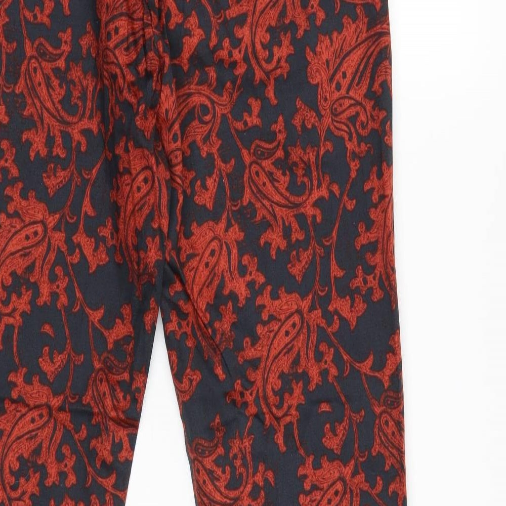 H&M Womens Black Floral  Trousers  Size 10 L28 in