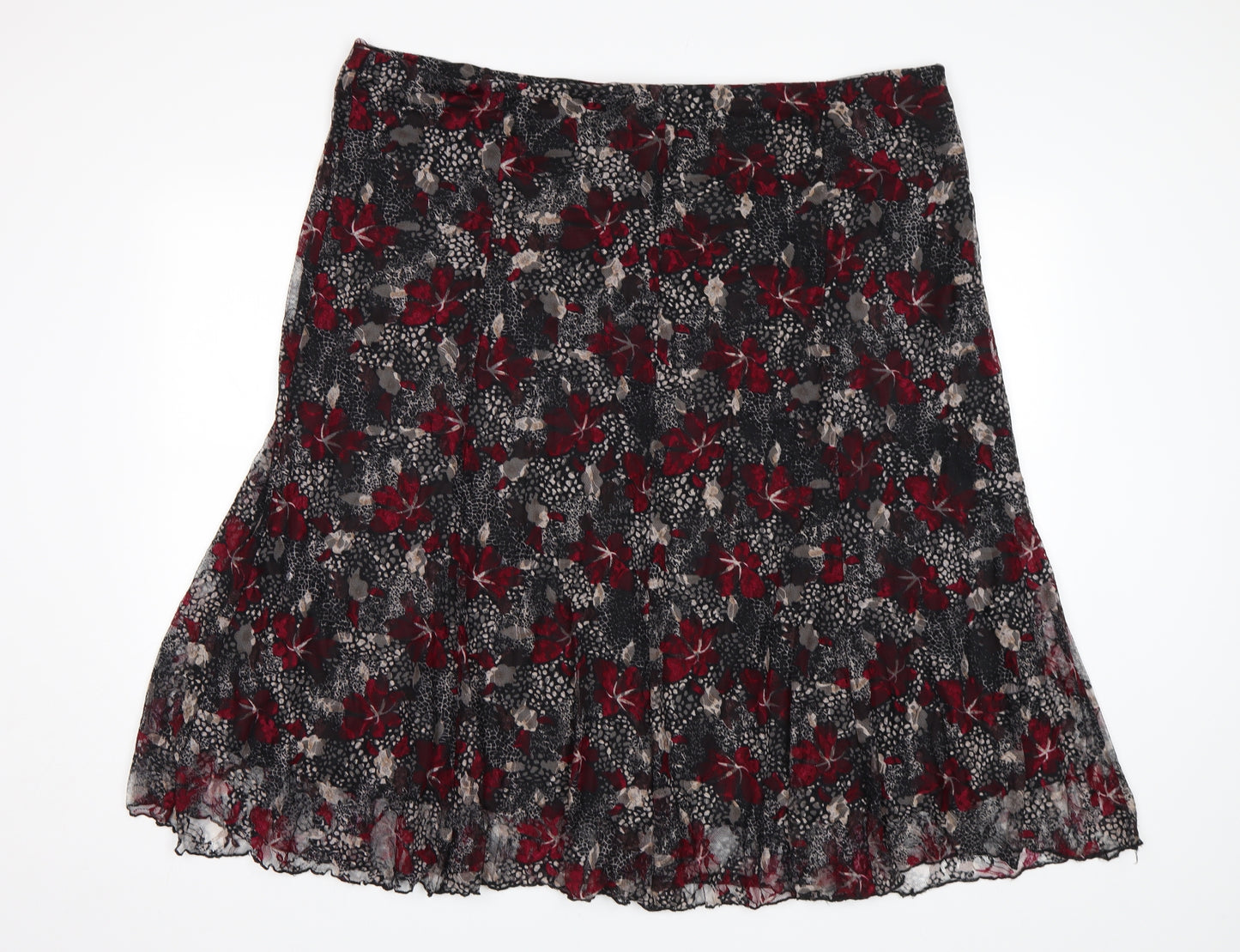 BM Womens Black Floral  A-Line Skirt Size 24