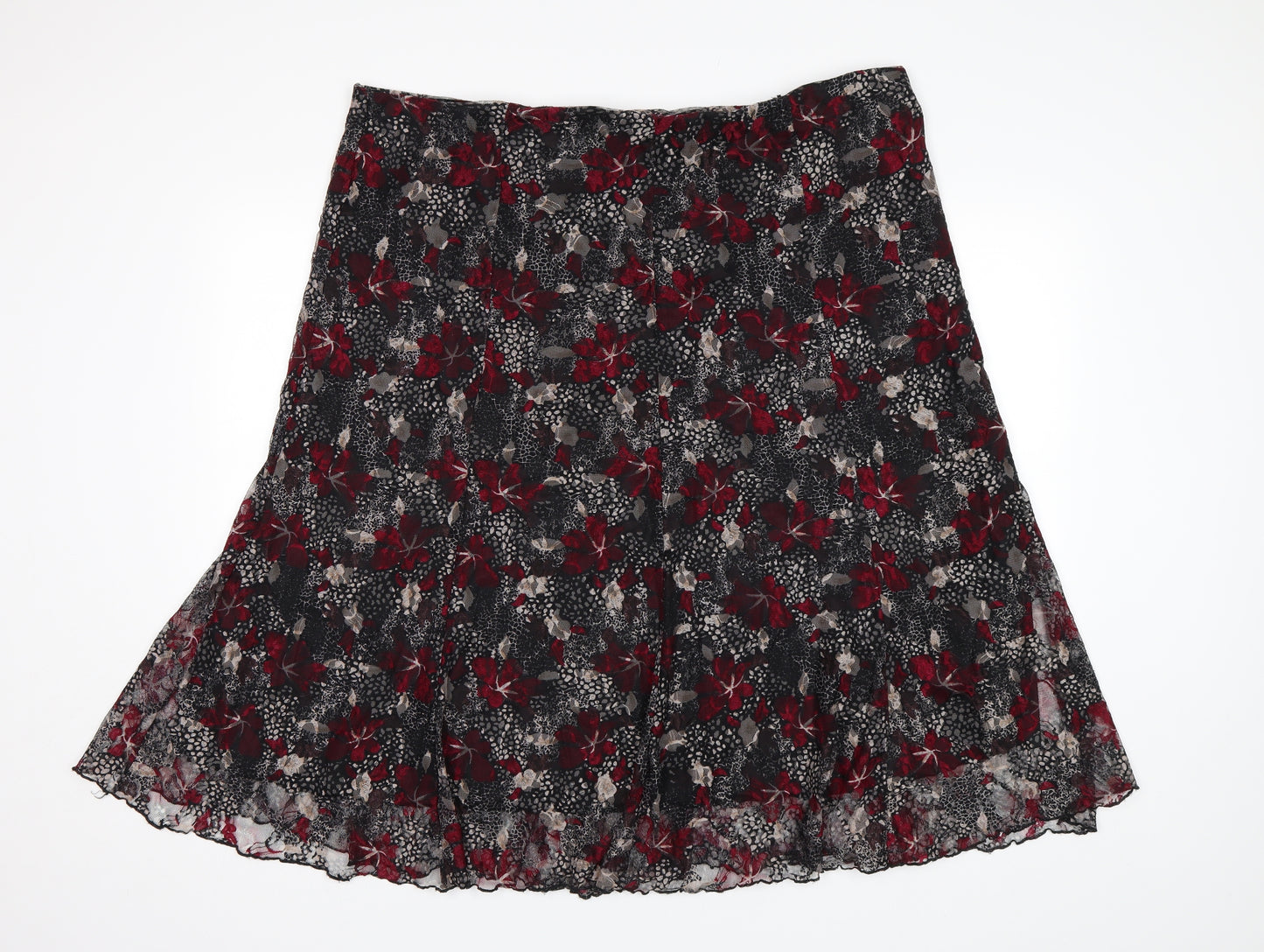 BM Womens Black Floral  A-Line Skirt Size 24