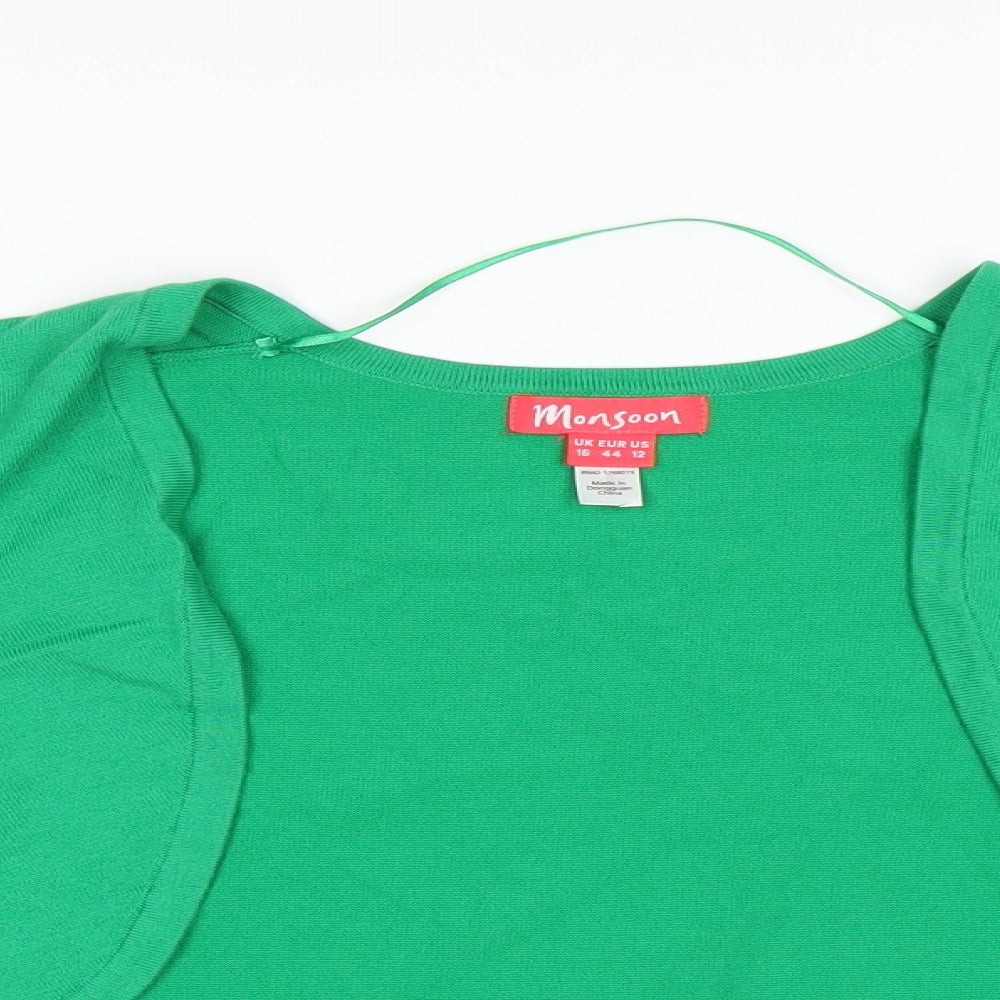 Monsoon Womens Green   Shrug Jumper Size 16