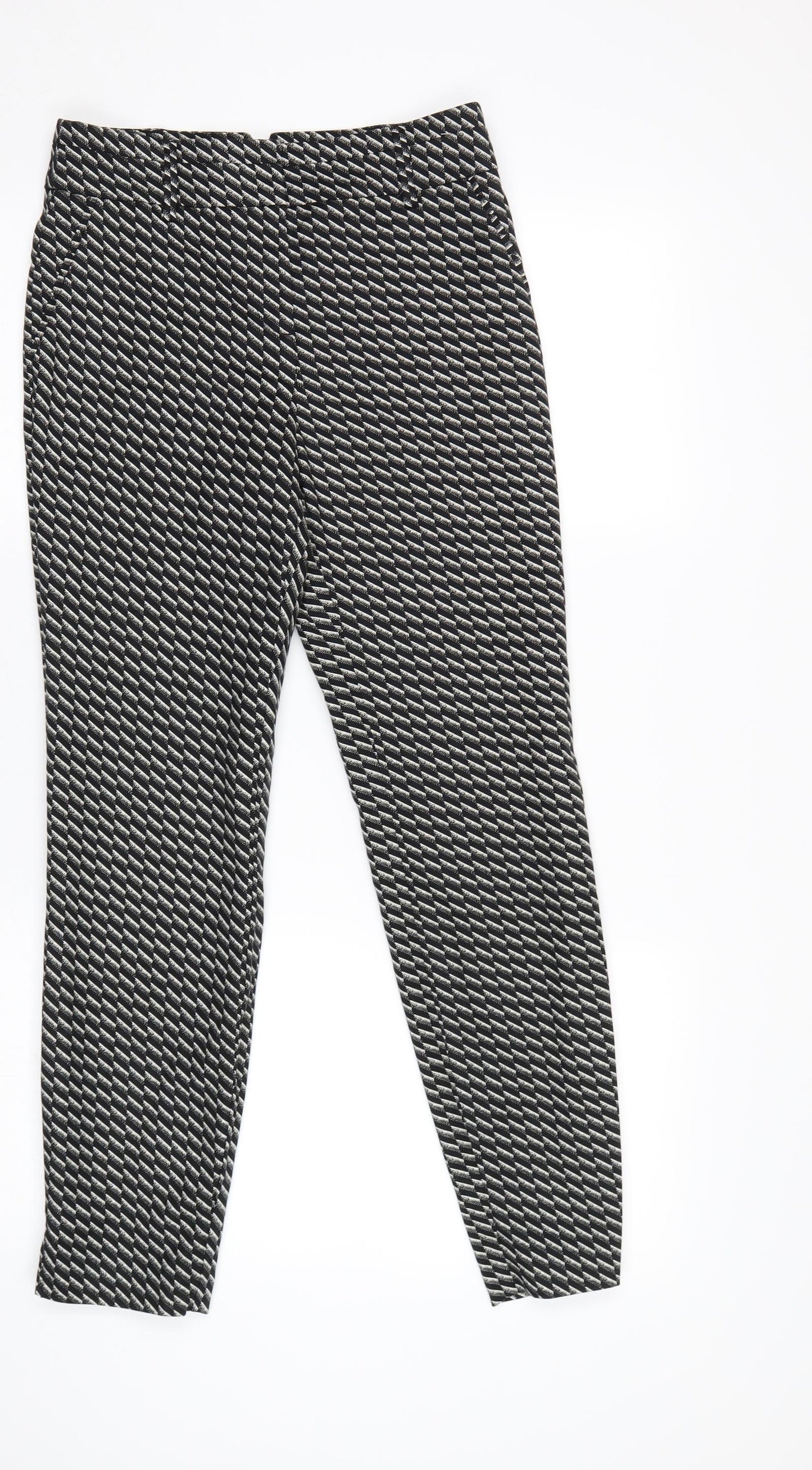 Papaya Womens Black Geometric  Trousers  Size 8 L28 in
