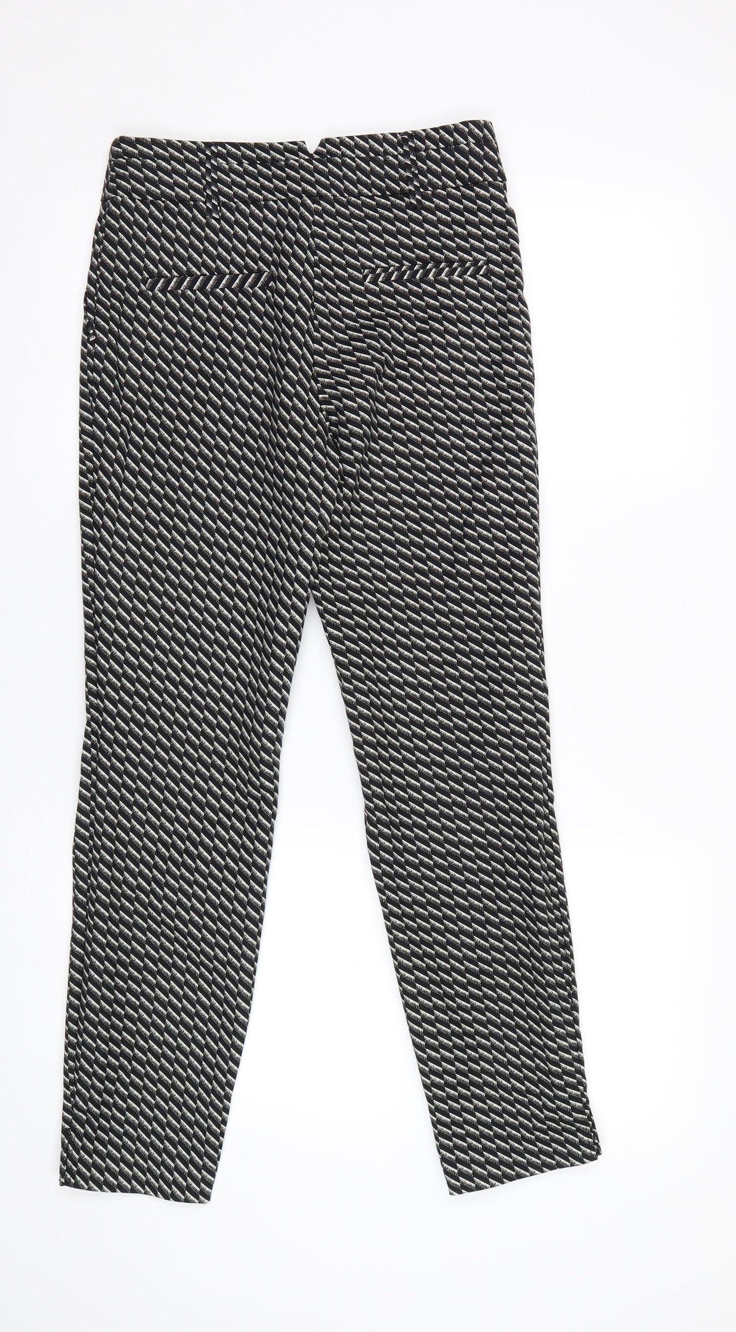 Papaya Womens Black Geometric  Trousers  Size 8 L28 in