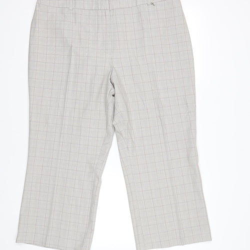 Agenda Womens Grey Check  Cropped Trousers Size 20 L23 in