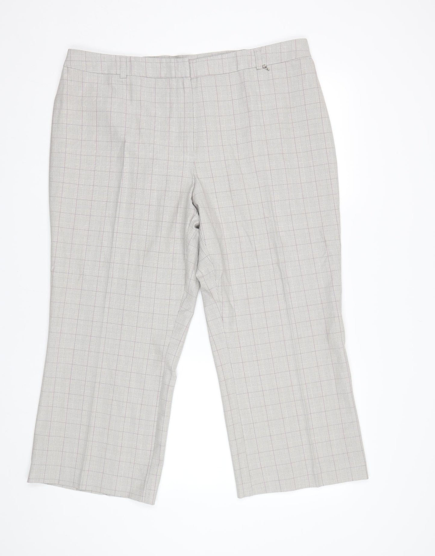 Agenda Womens Grey Check  Cropped Trousers Size 20 L23 in