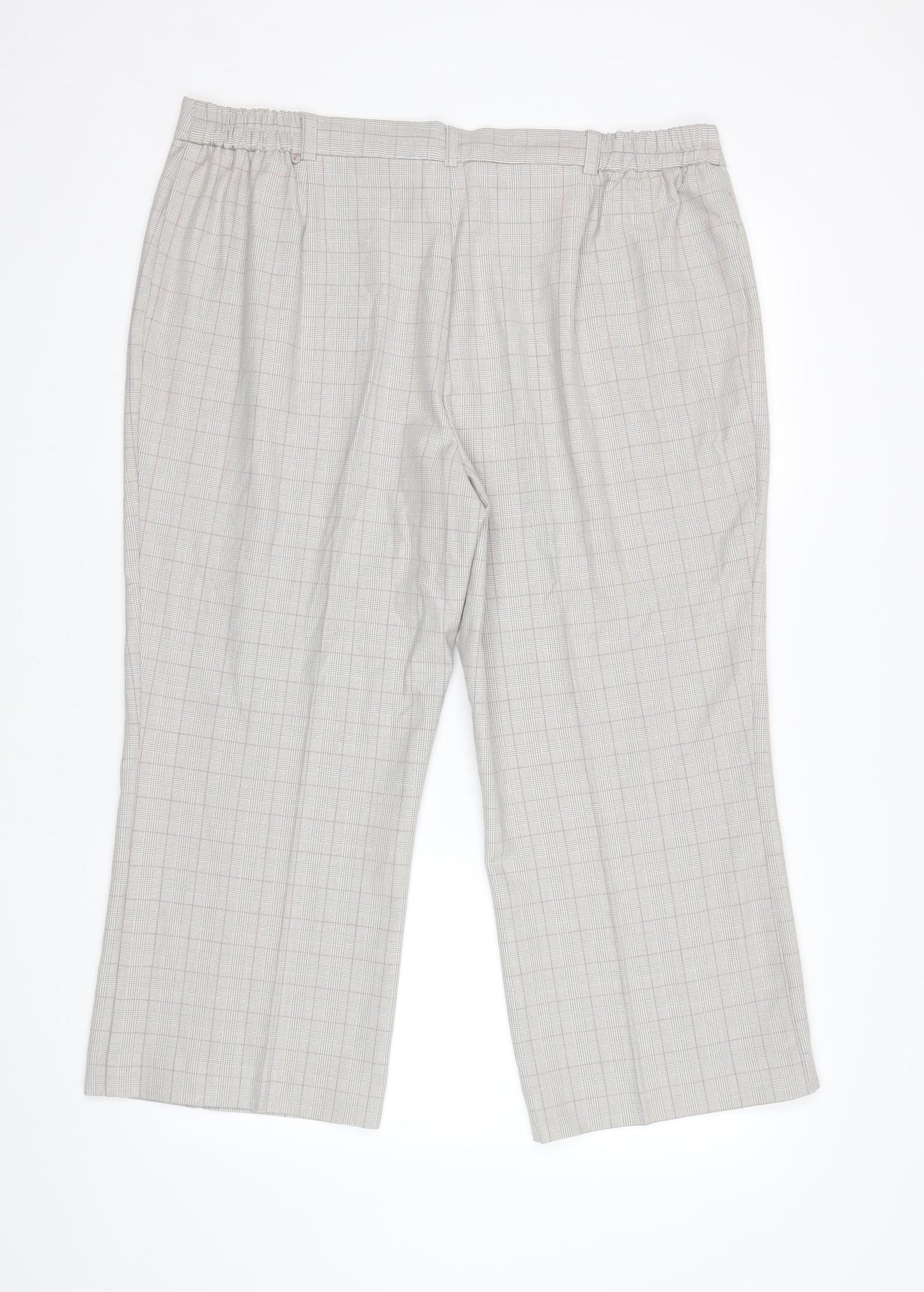 Agenda Womens Grey Check  Cropped Trousers Size 20 L23 in