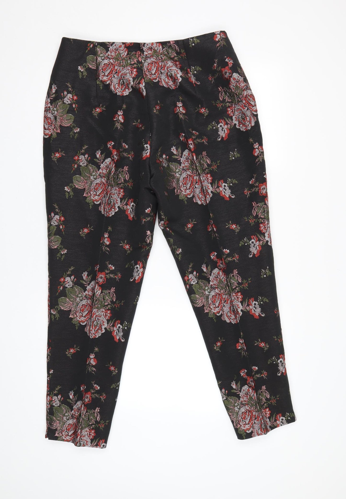 F&F Womens Black Floral  Trousers  Size 14 L27 in