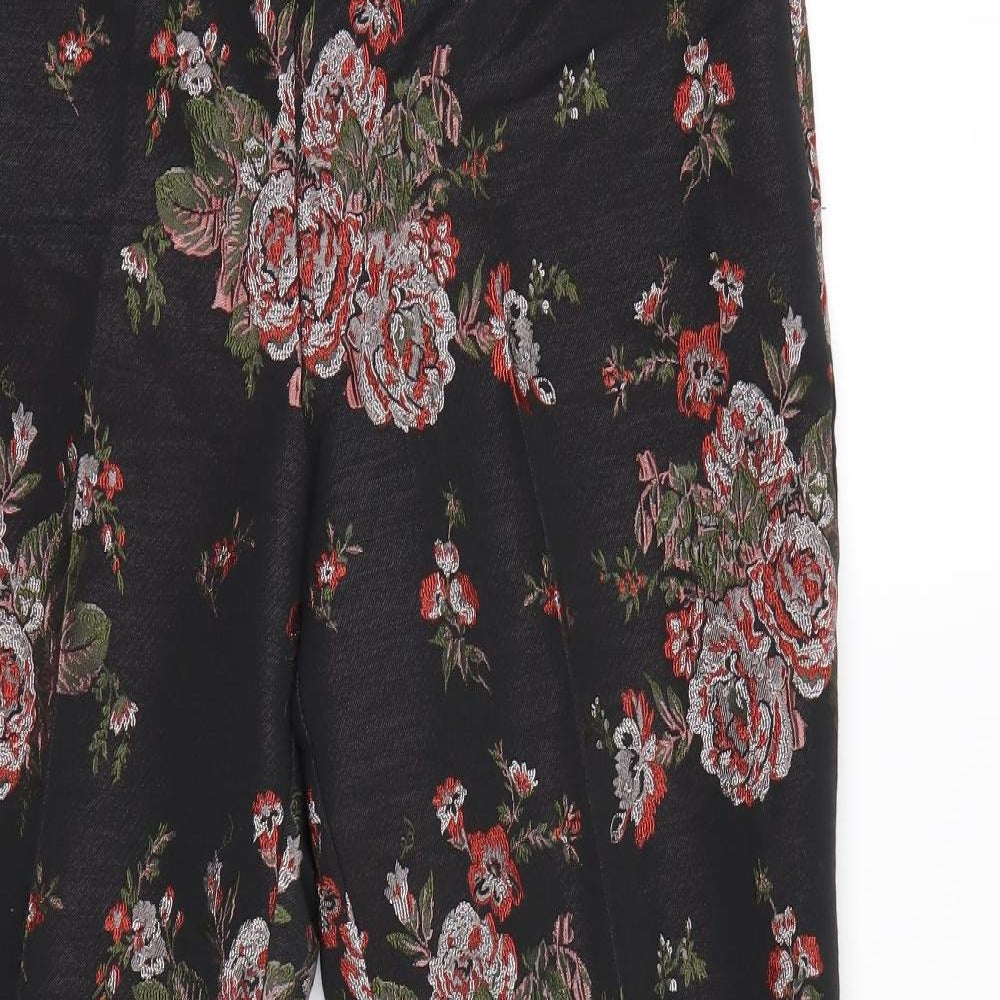 F&F Womens Black Floral  Trousers  Size 14 L27 in