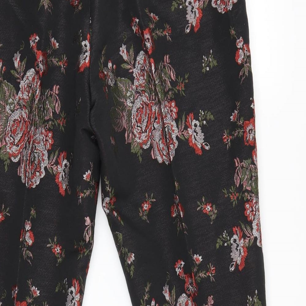 F&F Womens Black Floral  Trousers  Size 14 L27 in