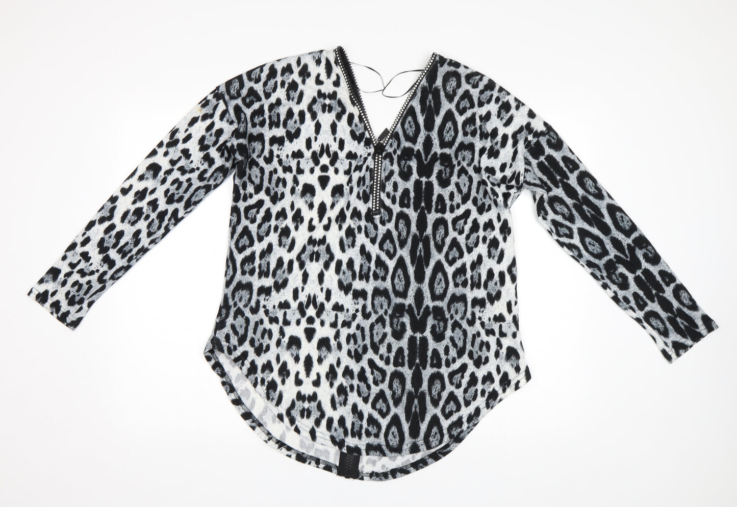 Quiz Womens Grey Animal Print  Pullover Jumper Size S