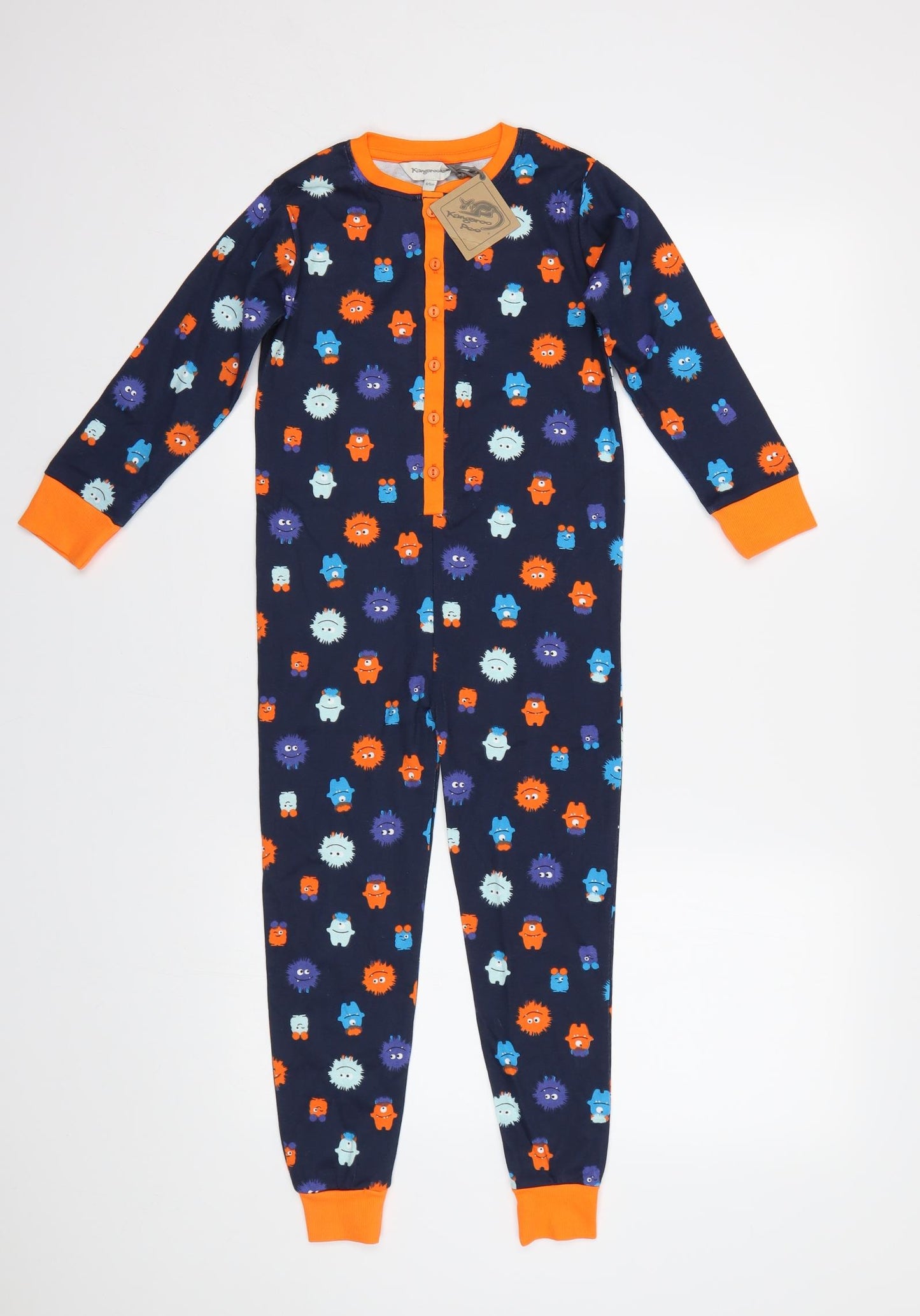 Kangaroo Poo Boys Blue Geometric   Bodysuit Size 4 Years  - Monster print