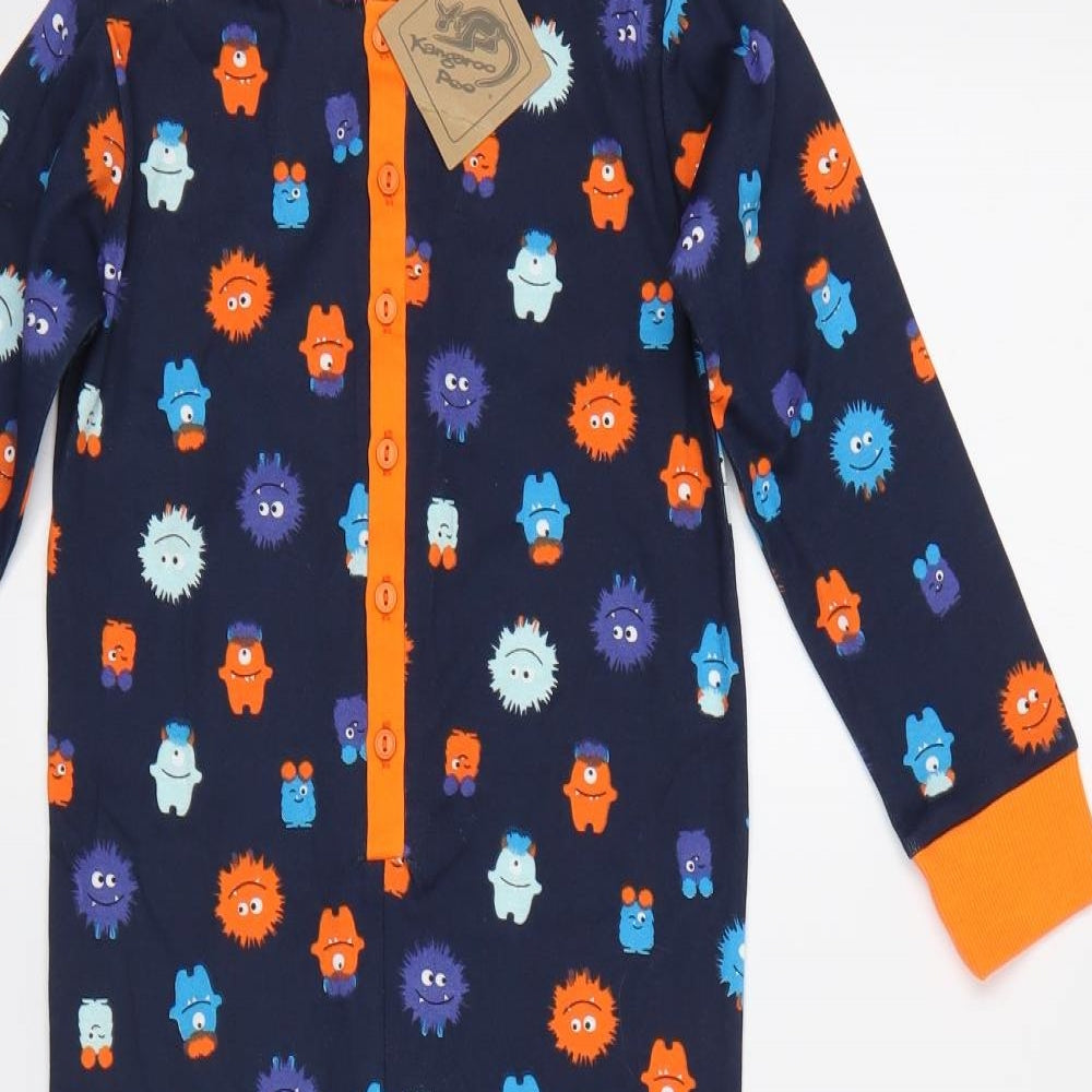 Kangaroo Poo Boys Blue Geometric   Bodysuit Size 4 Years  - Monster print