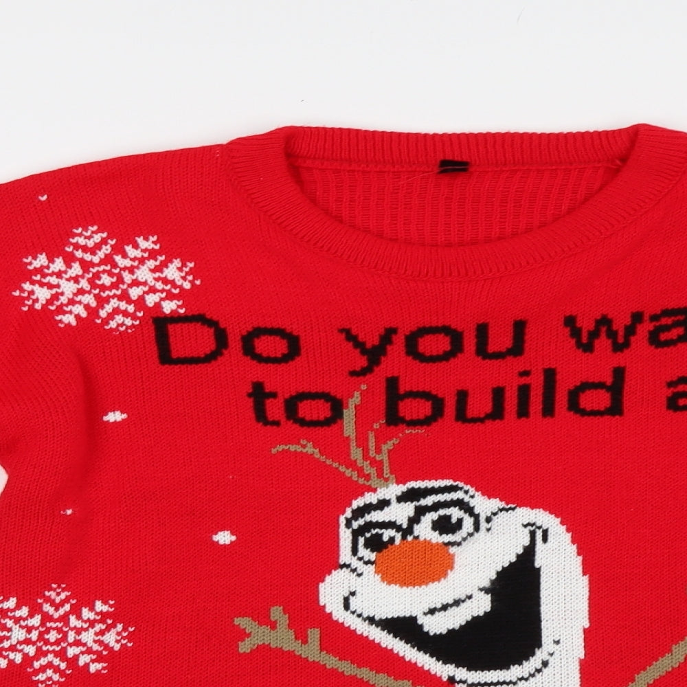 Preworn Womens Red   Pullover Jumper Size M  - Snowman Christmas