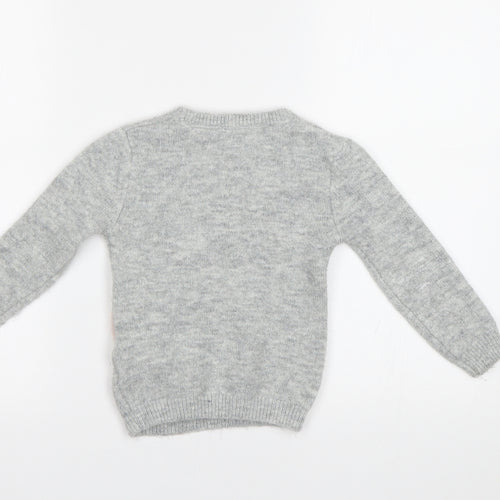 Primark Girls Grey   Pullover Jumper Size 4-5 Years  - Unicorn