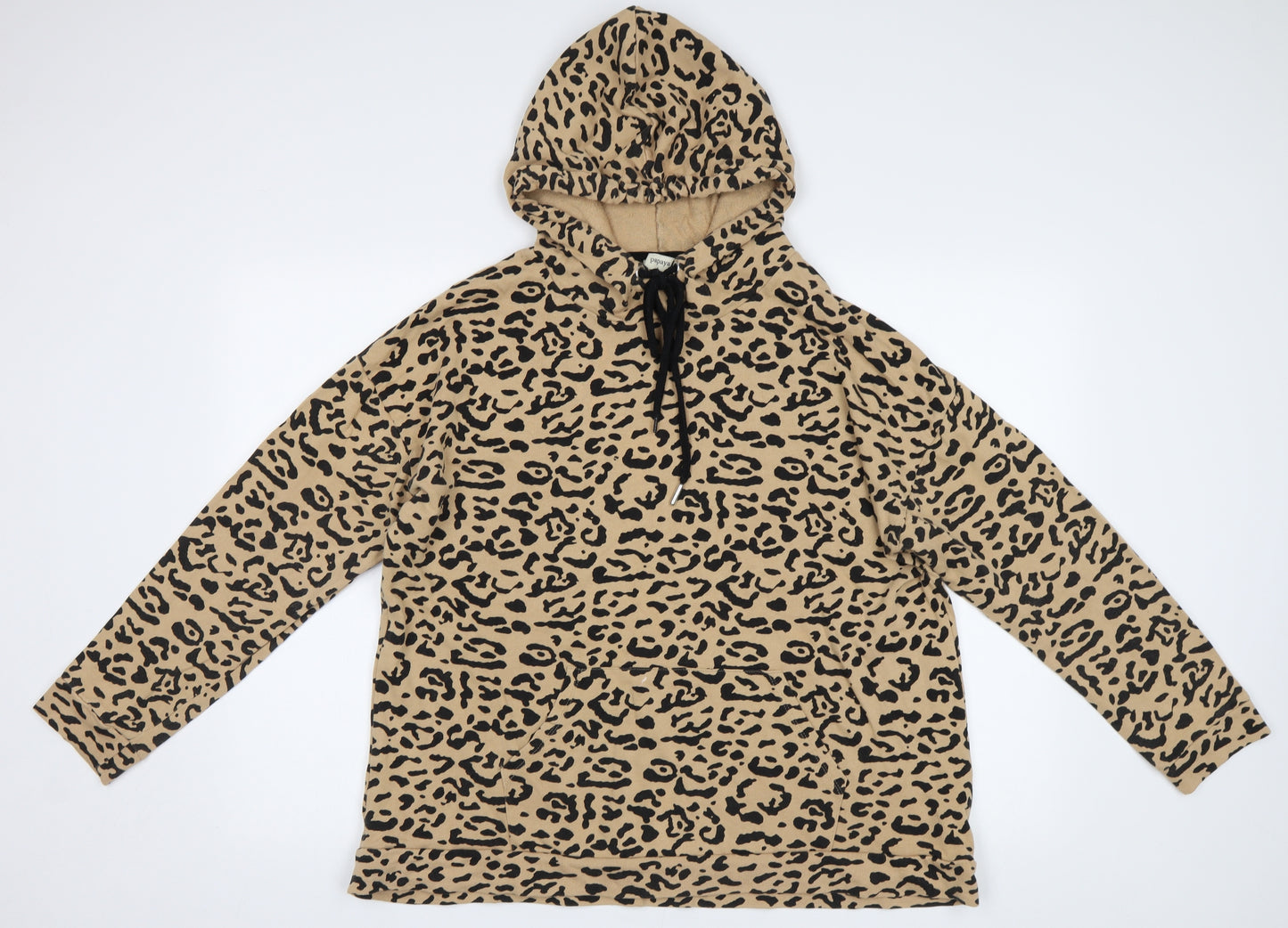 Papaya Womens Beige Animal Print  Pullover Hoodie Size L
