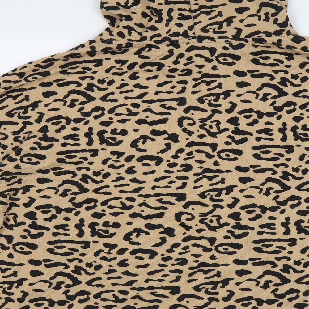 Papaya Womens Beige Animal Print  Pullover Hoodie Size L