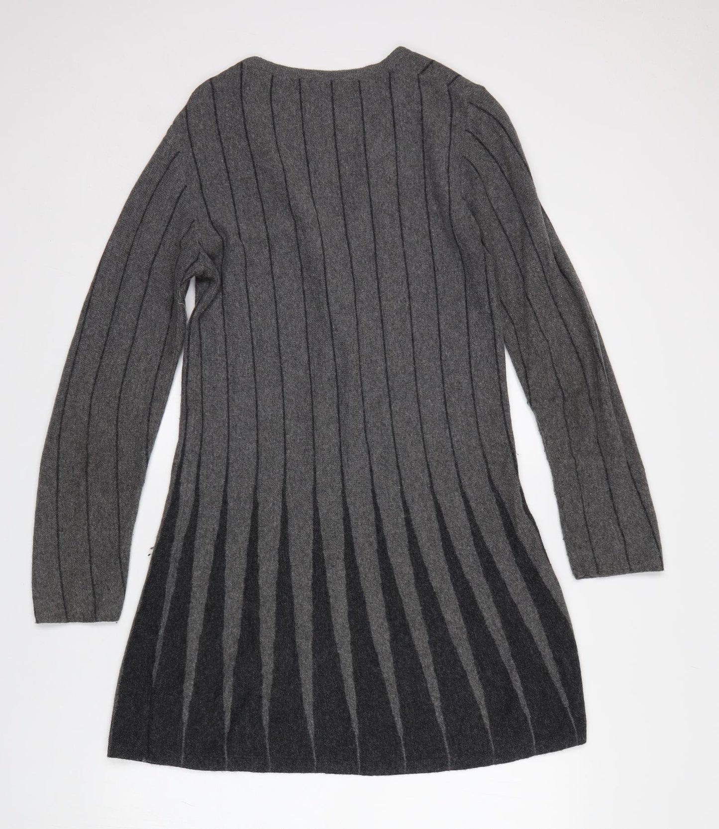 M&S Womens Grey Striped  Cardigan Jumper Size 10