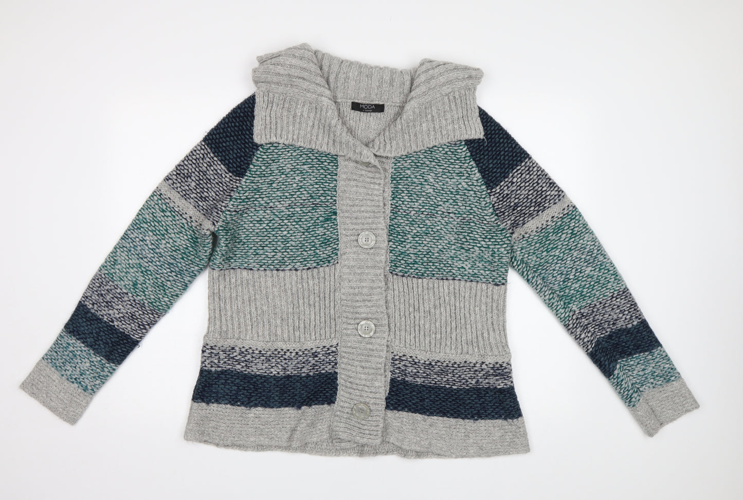 George Womens Green Striped  Cardigan Jumper Size 18