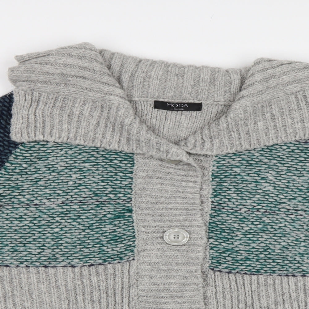 George Womens Green Striped  Cardigan Jumper Size 18