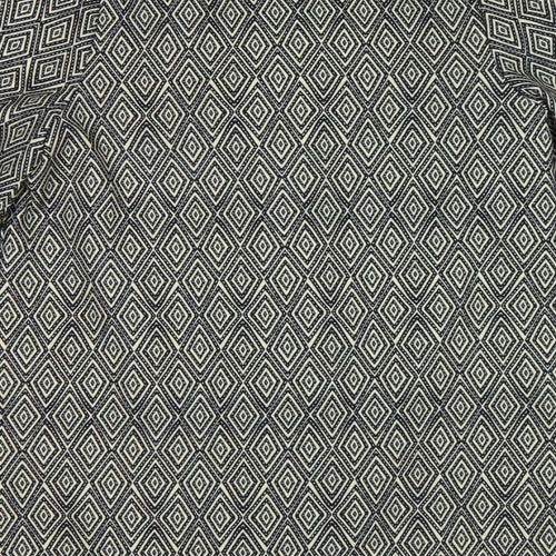 H&M Womens Black Geometric  Overcoat Coat Size 10