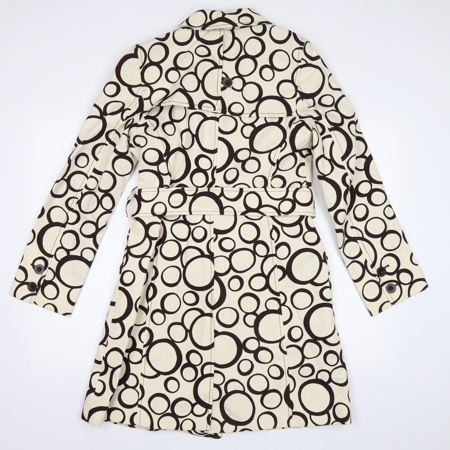 Coast Womens Ivory Geometric  Trench Coat Coat Size 10