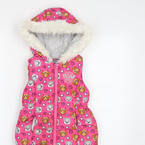 Tesco Girls Pink Geometric  Gilet Waistcoat Size 5-6 Years  - Paw Patrol