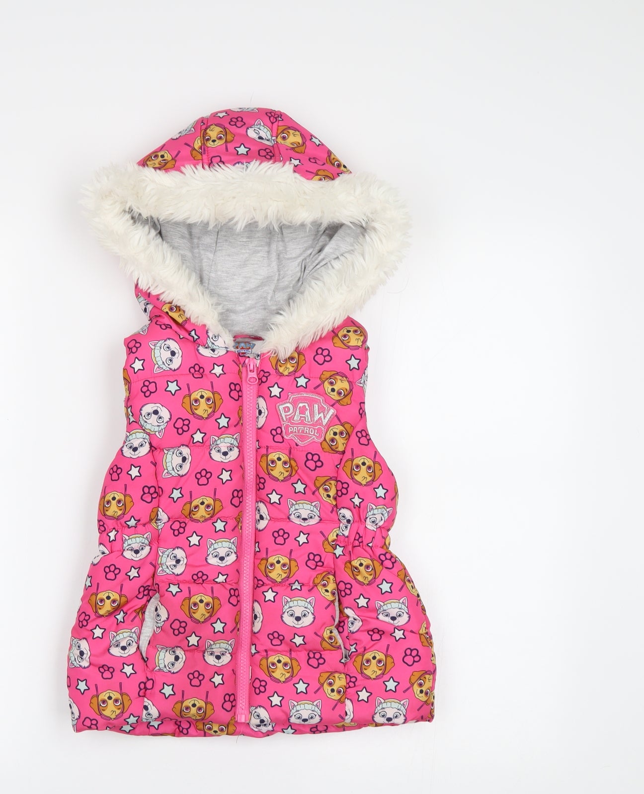 Tesco Girls Pink Geometric  Gilet Waistcoat Size 5-6 Years  - Paw Patrol