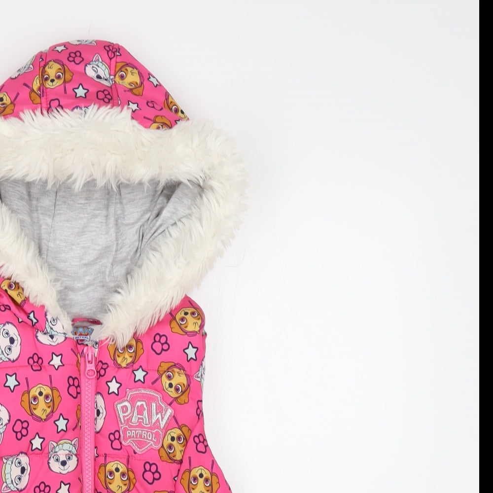 Tesco Girls Pink Geometric  Gilet Waistcoat Size 5-6 Years  - Paw Patrol