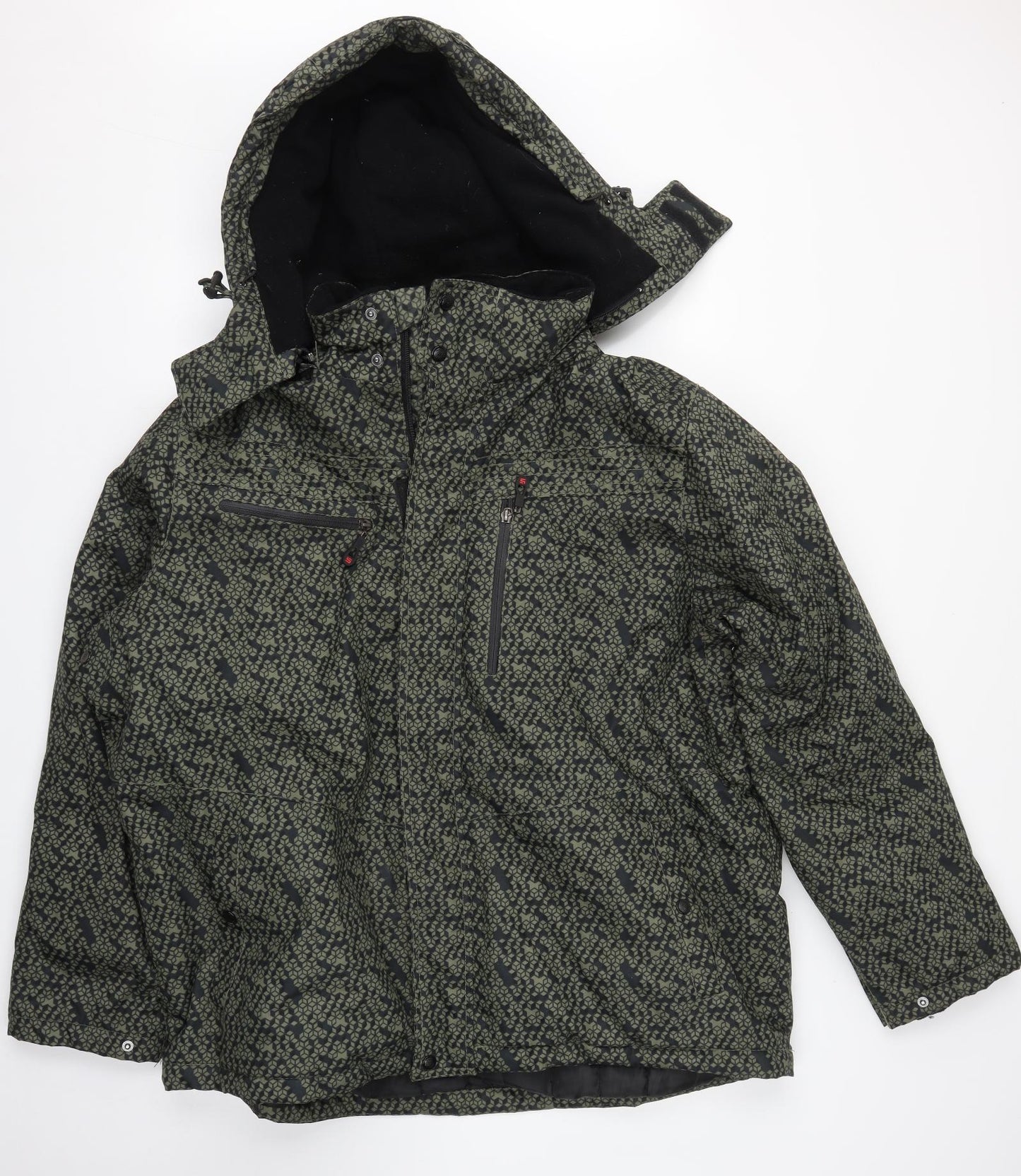 Cedar Wood State Mens Multicoloured Geometric  Rain Coat Coat Size 2XL