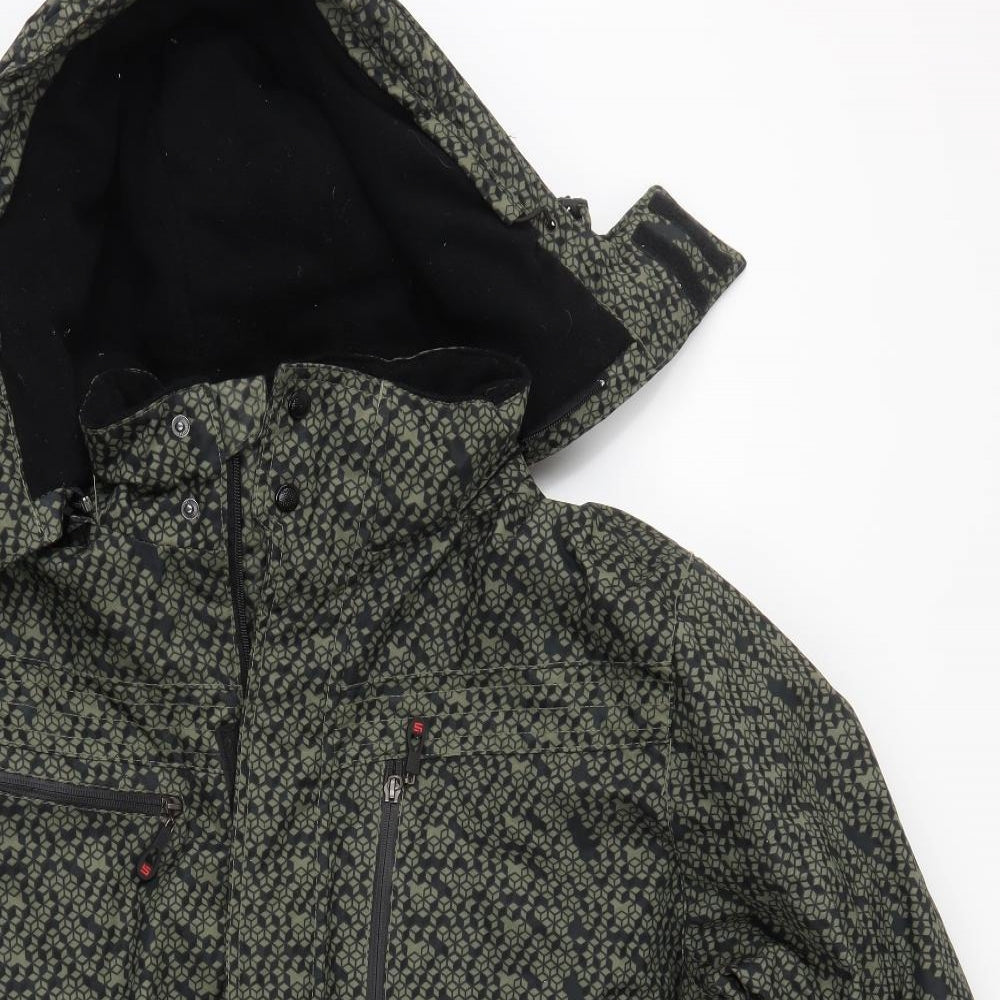 Cedar Wood State Mens Multicoloured Geometric  Rain Coat Coat Size 2XL