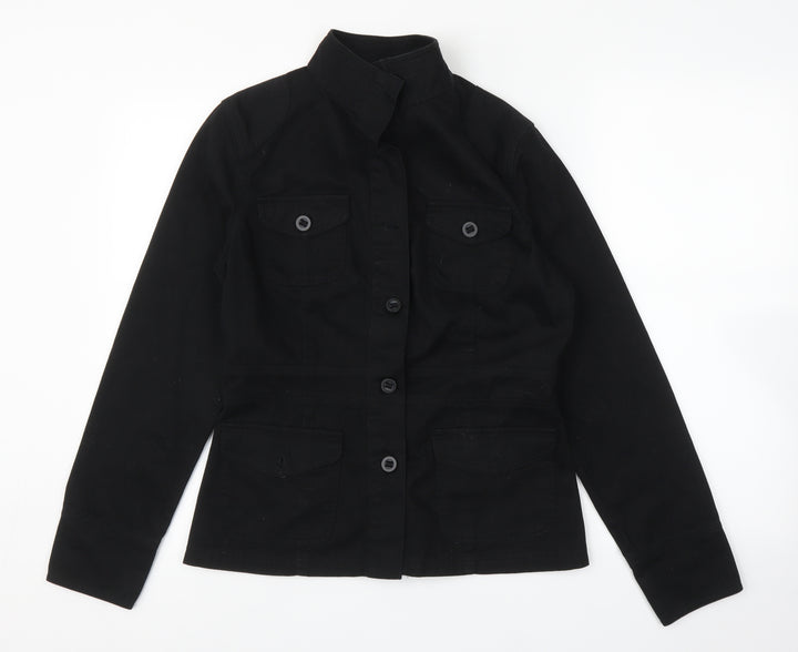 Casual Basix Womens Black   Basic Button-Up Size 12