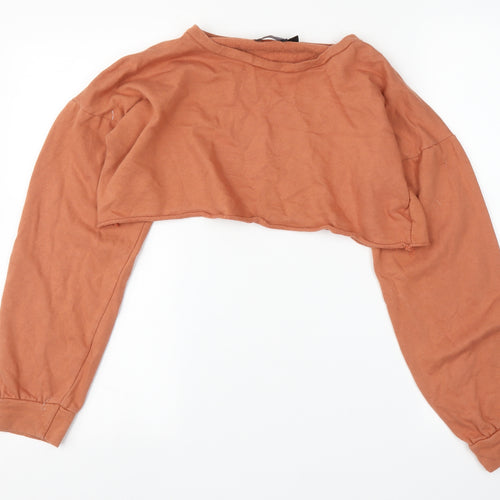 PRETTYLITTLETHING Womens Orange   Pullover Sweatshirt Size 10  - Cropped