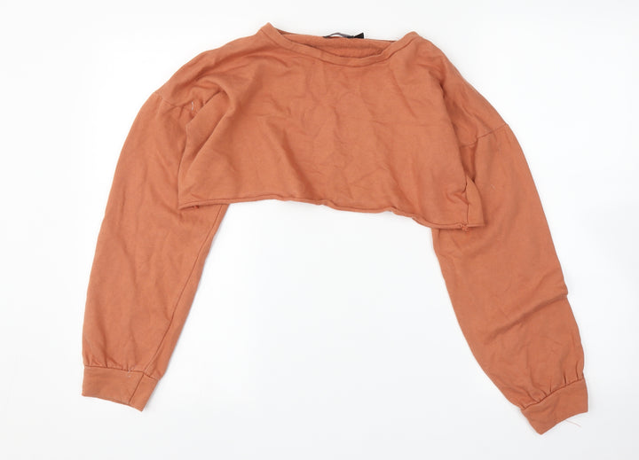 PRETTYLITTLETHING Womens Orange   Pullover Sweatshirt Size 10  - Cropped
