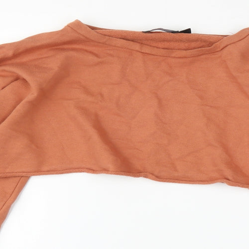 PRETTYLITTLETHING Womens Orange   Pullover Sweatshirt Size 10  - Cropped