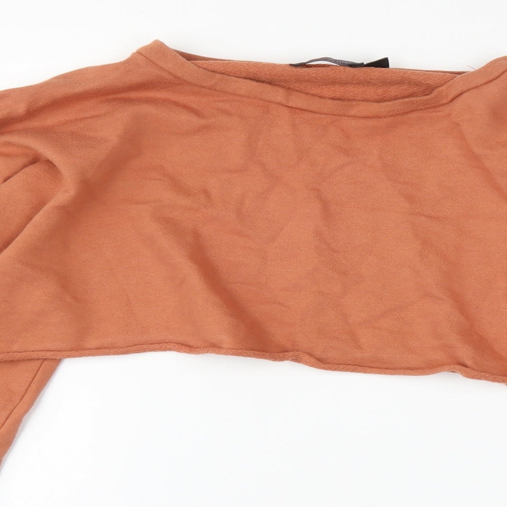 PRETTYLITTLETHING Womens Orange   Pullover Sweatshirt Size 10  - Cropped
