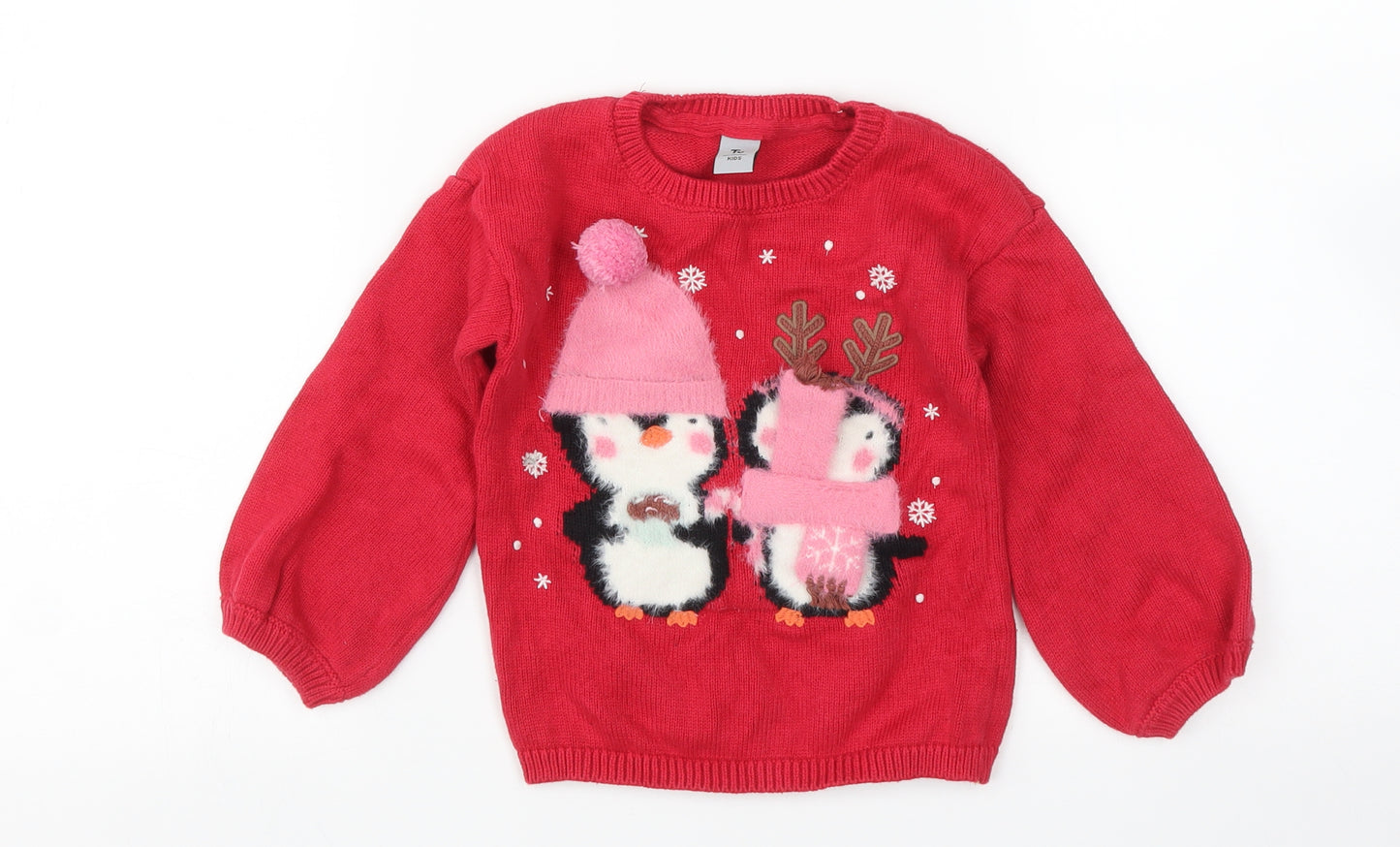 TU Girls Red   Pullover Jumper Size 18-24 Months  - Christmas