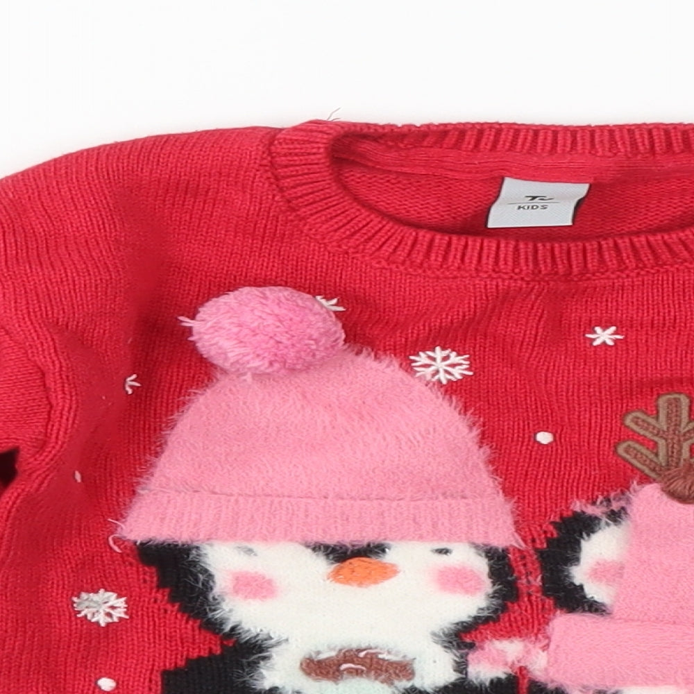 TU Girls Red   Pullover Jumper Size 18-24 Months  - Christmas