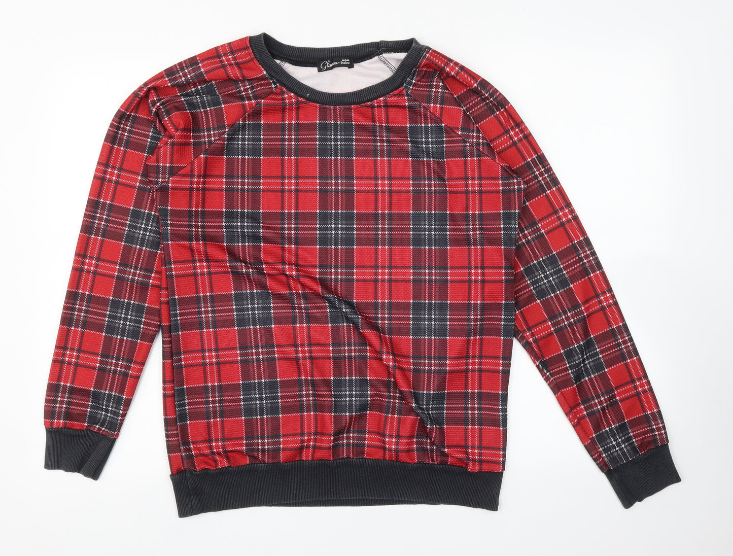 Glamour babe Womens Red Plaid  Top Pyjama Top Size 10