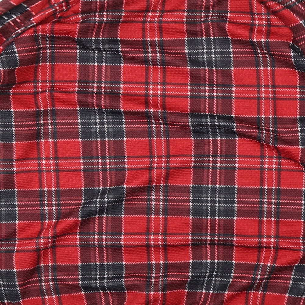 Glamour babe Womens Red Plaid  Top Pyjama Top Size 10