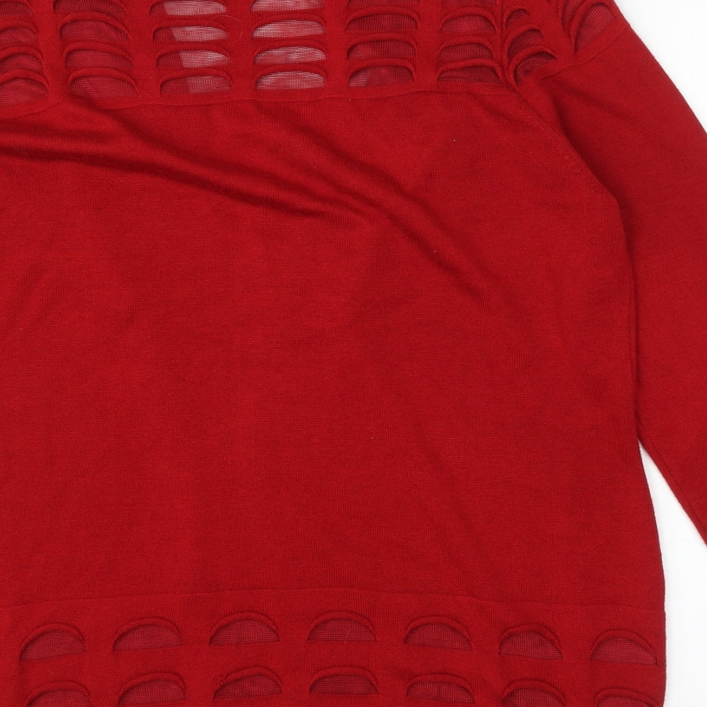 M&S Womens Red   Cardigan Jumper Size 16